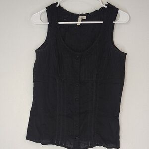 St. John's Bay Black Button-Front Sleeveless Blouse